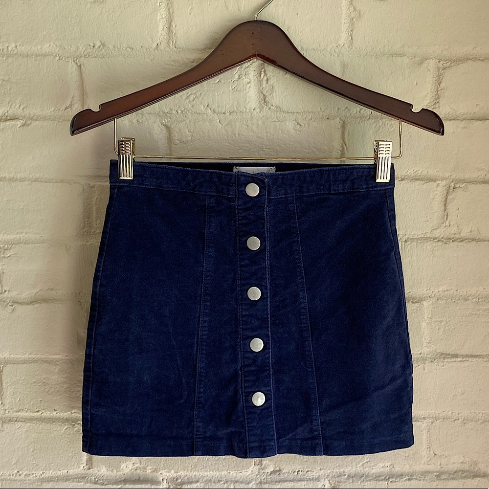Altar’d State size Small navy dark blue corduroy button down a line boho